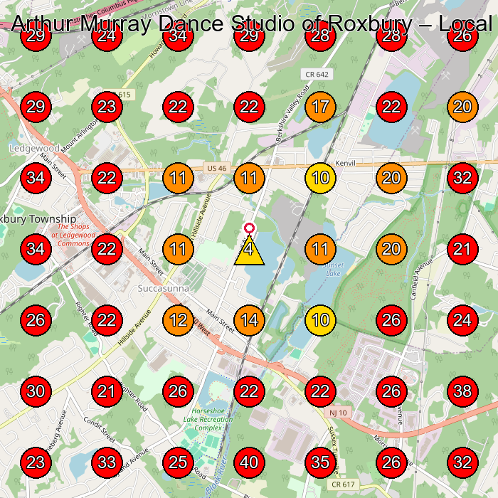 Arthur Murray Dance Studio of Roxbury GeoGrid visibility map for Manufacturer in Succasunna